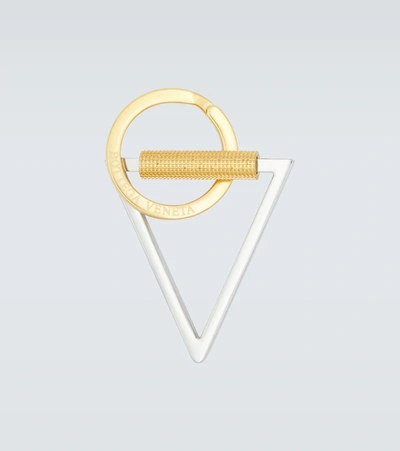 Bottega Veneta Ring And Triangle Metal Key Ring In Silver,gold