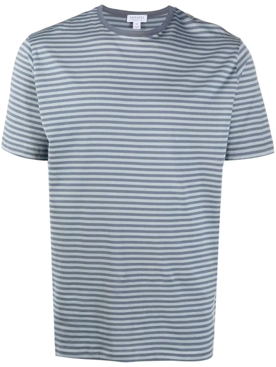 Sunspel Striped Cotton-jersey T-shirt In Grey
