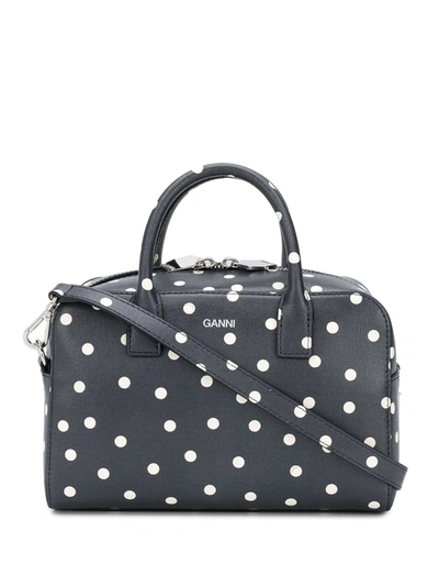 Ganni Polka-dot Leather Cross-body Bag In Sky Captain