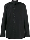 Givenchy Cotton Shirt W/split Embroidered Logo In Black