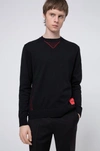 Hugo Boss - Cotton Oversized Fit Sweater With Contrast Elements - Black