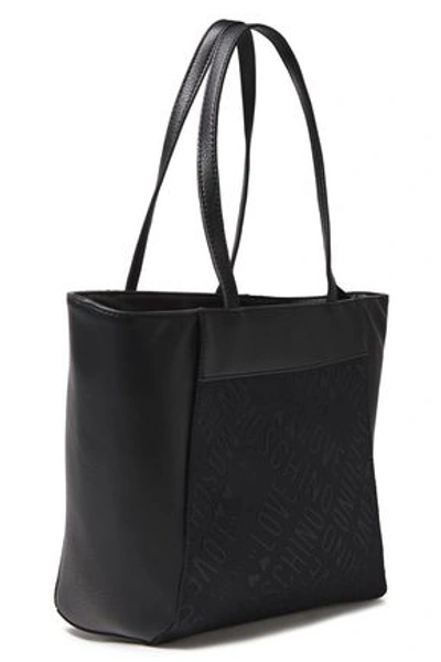 Love Moschino Faux Leather-paneled Jacquard Tote In Black