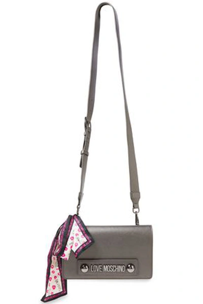 Love Moschino Bow-detailed Faux Leather Shoulder Bag In Gunmetal