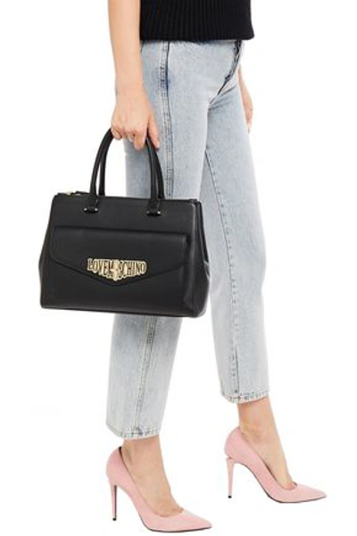 Love Moschino Logo-embellished Faux Leather Tote In Black