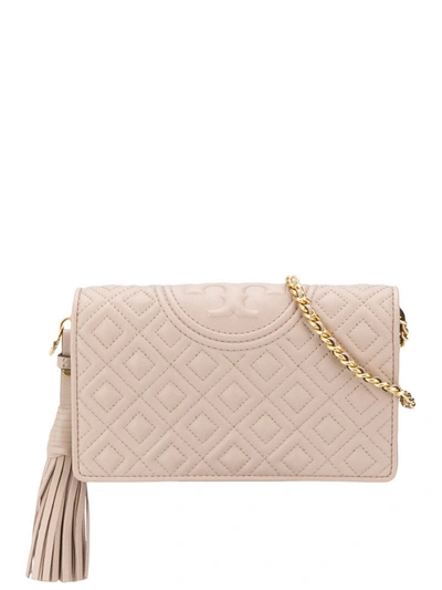 Tory Burch Embossed Quilted Leather Shoulder Bag In Neutrals
