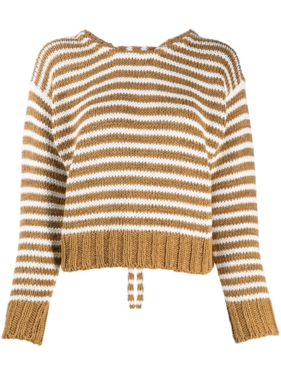 Chloé Striped Lace-up Jumper In Brown