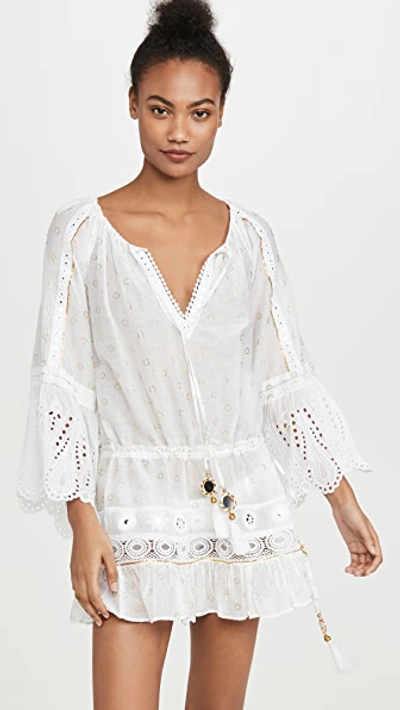 Ramy Brook Nico Embroidered Coverup Tunic Dress In White
