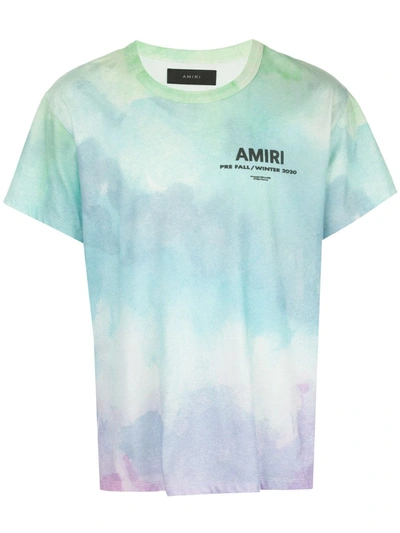 Amiri Tie-dye Logo Print T-shirt In Blue