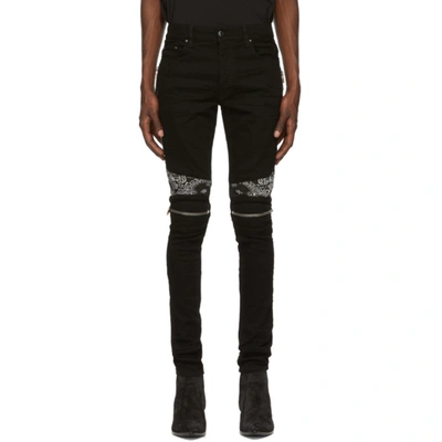 Amiri Mx2 Skinny-fit Panelled Distressed Stretch-denim Jeans In Black