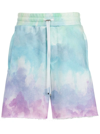 Amiri Watercolor Printed Sweatshorts In Blue