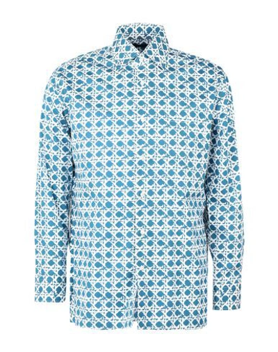 Luchino Camicie Patterned Shirt In Slate Blue