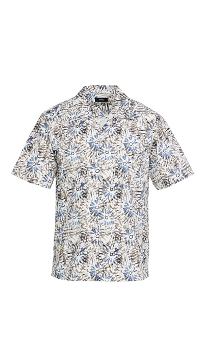 Theory Irving Relax-fit Sketched Floral Short-sleeve Shirt