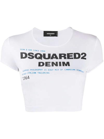 Dsquared2 Logo Print Cropped T-shirt In White