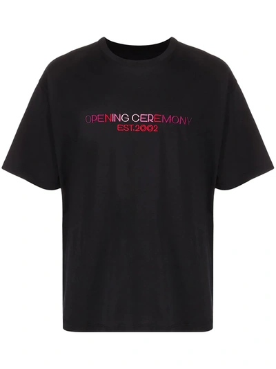 Opening Ceremony Logo-embroidered Cotton T-shirt In Nero