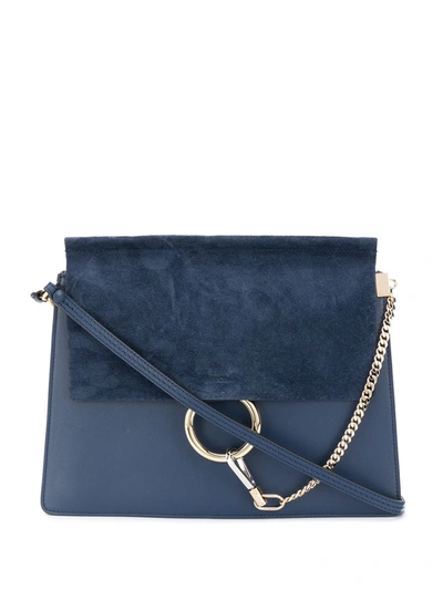 Chloé Faye Medium Leather Shoulder Bag In Blue