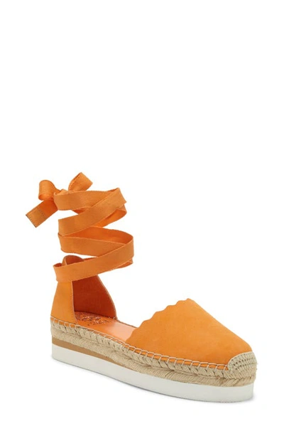 Vince Camuto Brittie Ankle-wrap Espadrilles Women's Shoes In Cosmic Orange Suede