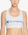 Champion Women's The Authentic Cutout Racerback Medium Impact Sports Bra In White/black