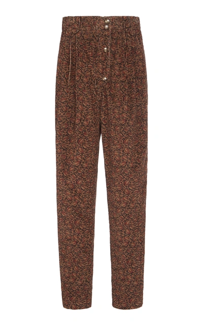 Etro Printed Cotton-corduroy Tapered Pants In Brown