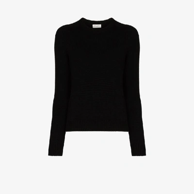 Saint Laurent Knitted Long-sleeve Jumper In Black