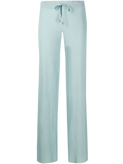 Malo Knitted Flared Trousers In Blue