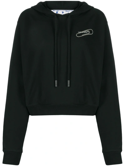 Off-white Paper Clip Cropped Hoodie In Black