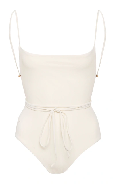 Anemone Women's Open-back Swimsuit In White,orange