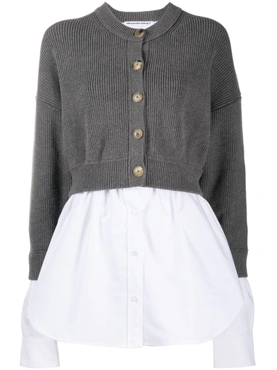 Alexander Wang T Layered Shirt Cardigan In Grey