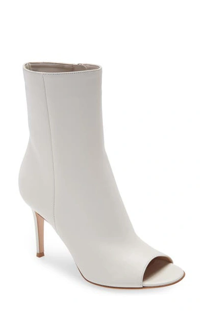 Gianvito Rossi Women's Peep-toe Leather Booties In Off White