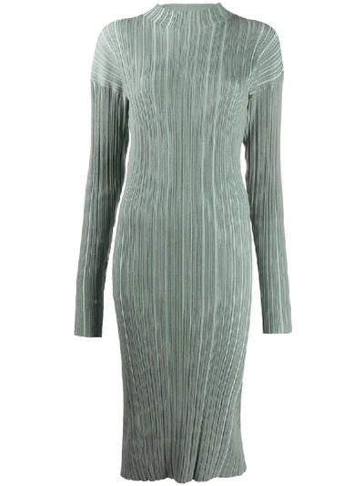 Acne Studios Mock Neck Ribbed Dress Dusty Green | ModeSens