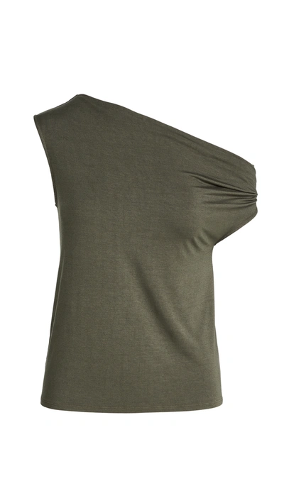Enza Costa Silk Jersey Off Shoulder Top In Uniform Green