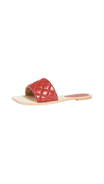 Villa Rouge Beach Slides In Lipsy Red