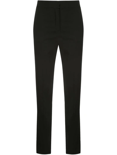 Oscar De La Renta High-waist Straight-leg Tuxedo Pants W/ Sequin Stripe In Black