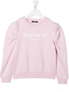 Balmain Kids' Logo-print Cotton Sweatshirt In Pink