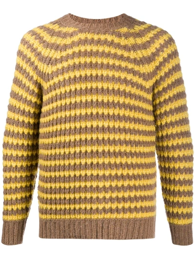 Roberto Collina Striped Knitted Long Sleeve Jumper In Yellow