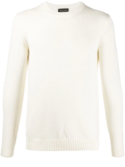 Roberto Collina Wool Knitted Long Sleeve Jumper In Neutrals