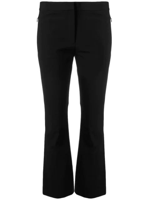 black cropped kick flare trousers