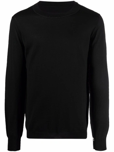 Maison Margiela Four-stitch Logo Long-sleeve Jumper In Black