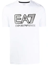 Ea7 Logo Printed Cotton Jersey T-shirt In White