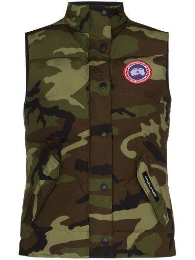 Canada Goose Freestyle Camouflage Quilted Gilet In Green