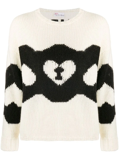 Red Valentino Chains And Padlocks Motif Knitted Jumper In Cream
