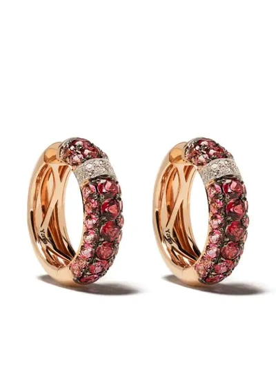 Brumani 18kt Gold Diamond Yara Hoop Earrings In Rose Gold And Pink