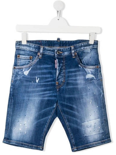 Dsquared2 Kids' Distressed Denim Shorts (4-16 Years) In Blue