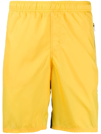 Givenchy Contrast Logo Swim Trunks In Yellow