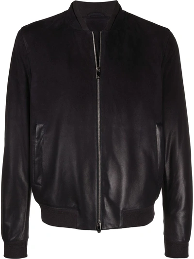 Corneliani Wool Bomber Jacket In Blue