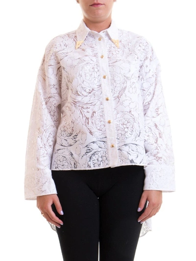 Versace Jeans Couture Floral Asymmetric Shirt In White