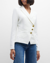 Smythe Tailored Asymmetric Wrap Blazer In White