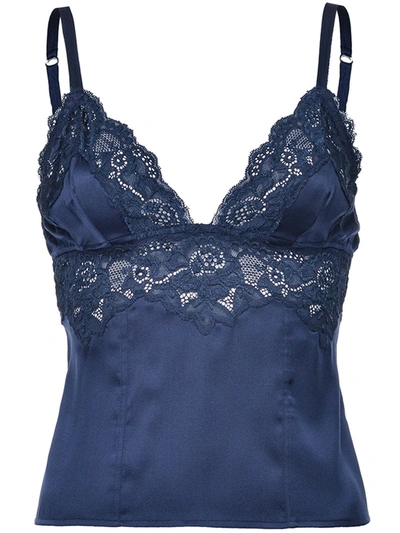 Pinko Lace Panel Rear Clasp Camisole Top In Blue