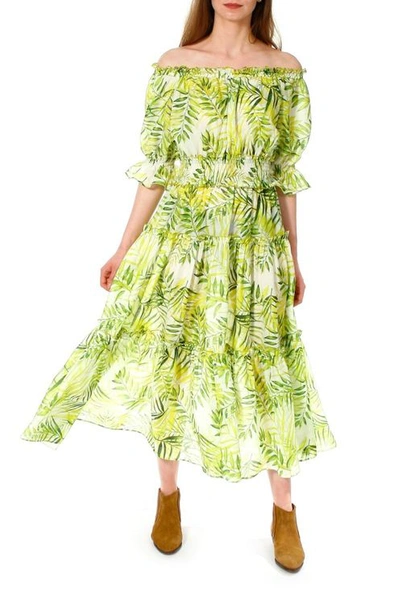 Aggi Dress Taja White-lime In Green