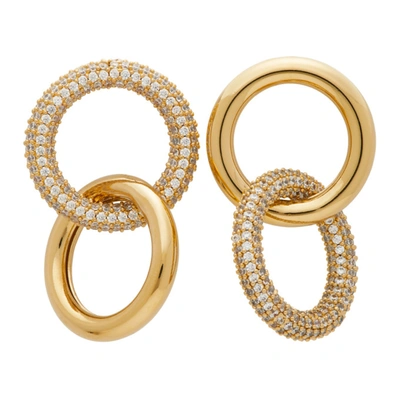 Numbering Gold & Silver Crystal #982 Hoop Earrings In Silver/gold