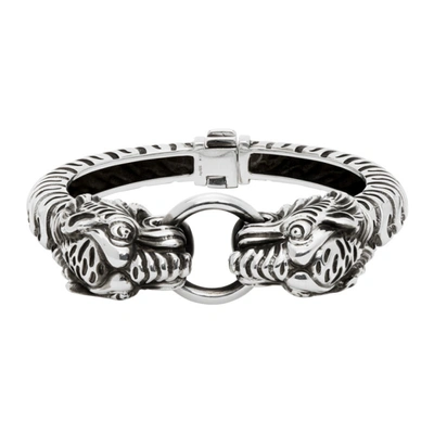 Gucci Silver Garden Tiger Bracelet In 0701 Silvr